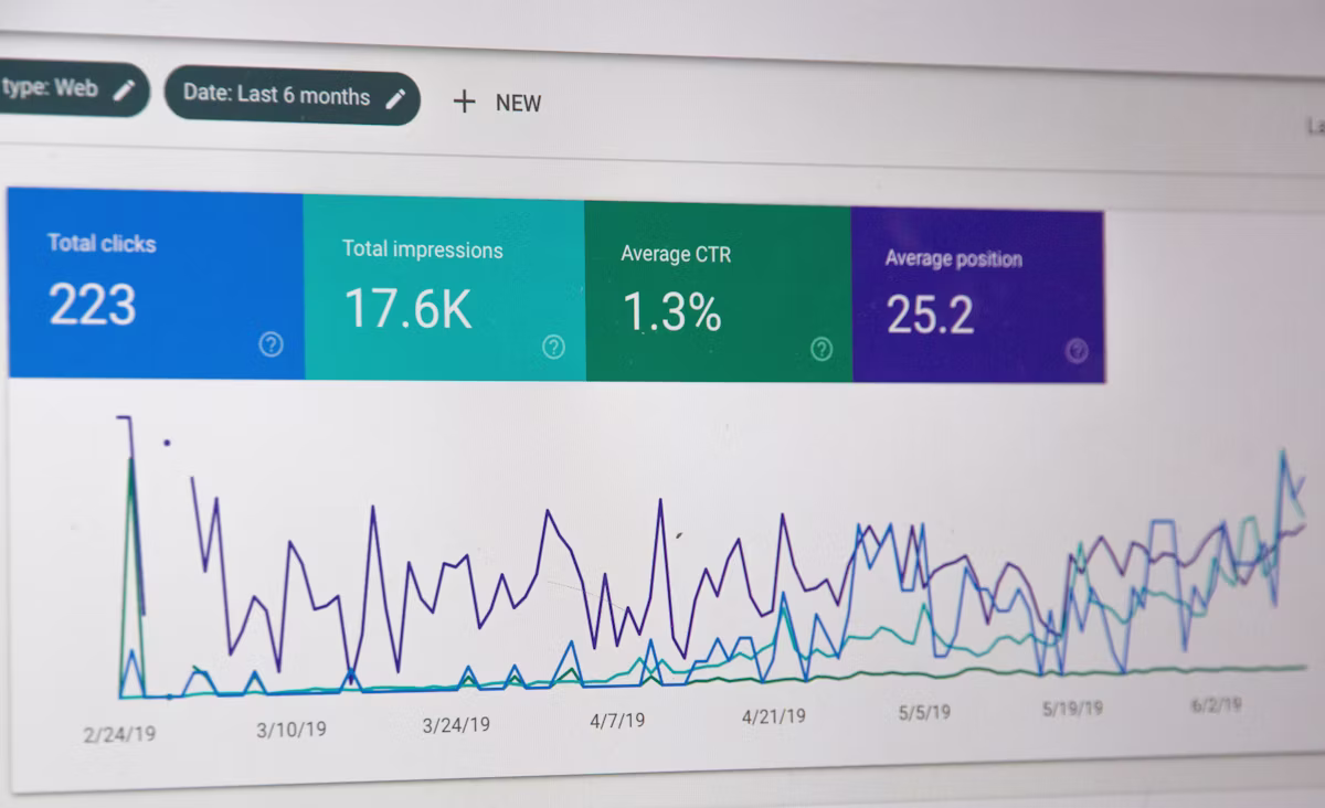SEO analytics dashboard on screen